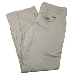 BKE Casuals Serena Khaki Pants Womens 31 Tan Straight Leg Cotton Blend 077370BKR